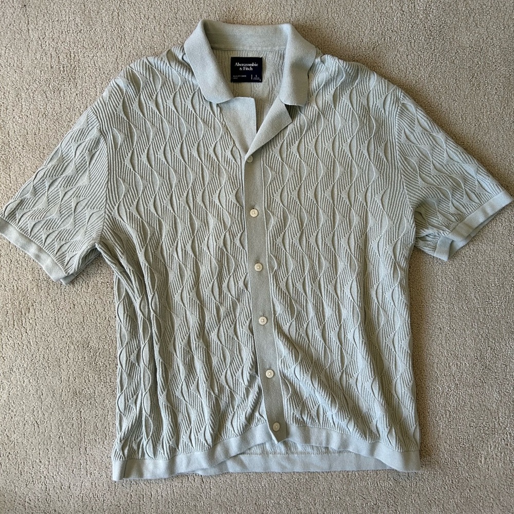 Abercrombie and Fitch men’s sweater polo size large grey/green